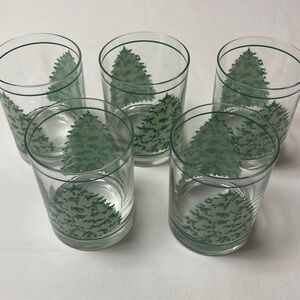 Set of 5 Holiday Tree Glasses
